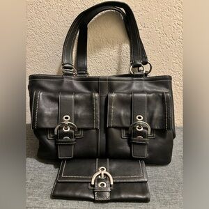 COACH SOHO Vintage X-LARGE Double Pocket Satchel with COACH Matching Wallet 🖤